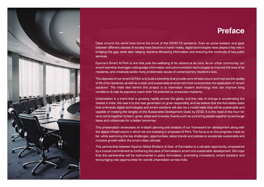 Corporate DPR preface — integrated smart township under a state partnership, framed for an investment committee rather than a single lender