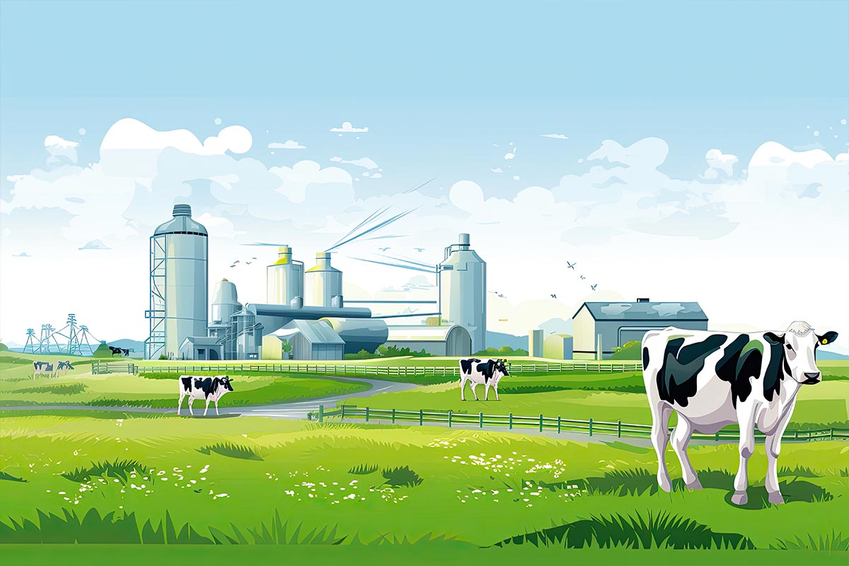 A professional dairy farm project report being reviewed